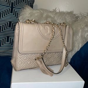 Tory Burch Tan shoulder Bag with tan and gold chain